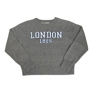 GB girls Gray Crew Neck Sweater with London 1826 Design Size Large 12/14